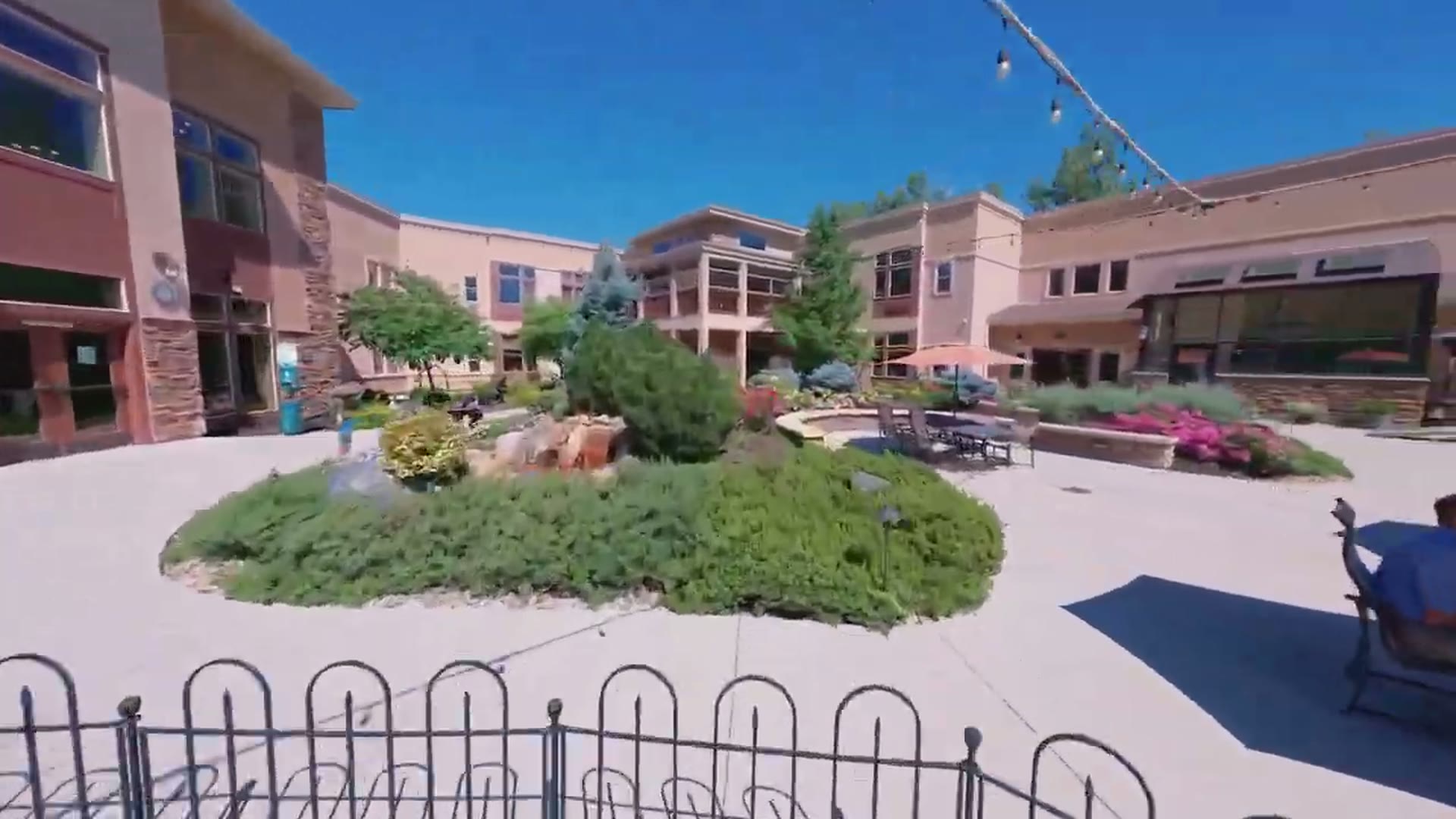 Aerial view of the Gardens on Quail courtyard and community grounds